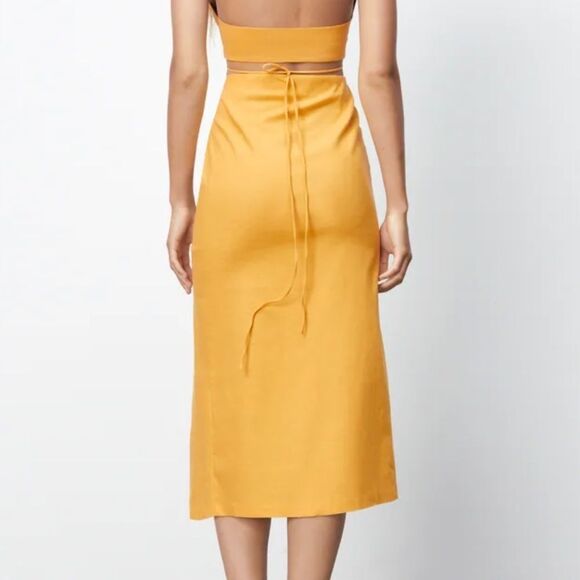 ZARA LINEN BLEND SKIRT WITH RUCHING - Picture 3 of 7